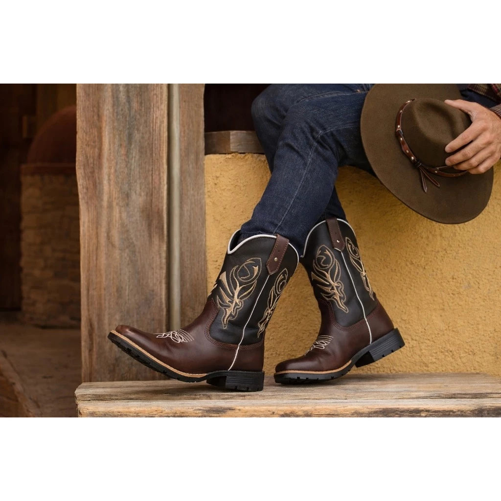 Bota Texana Masculina Delegada - Couro Premium e Bico Quadrado