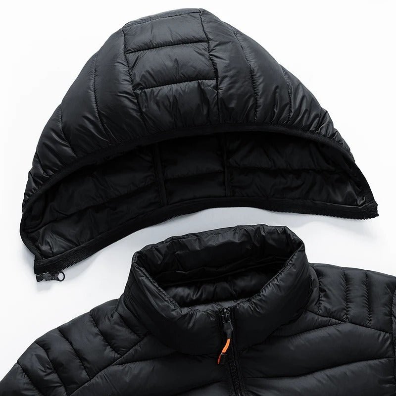 Jaqueta Casaco Puffer Acolchoada com Capuz á Prova d'água – Leve, Quente e Compacta