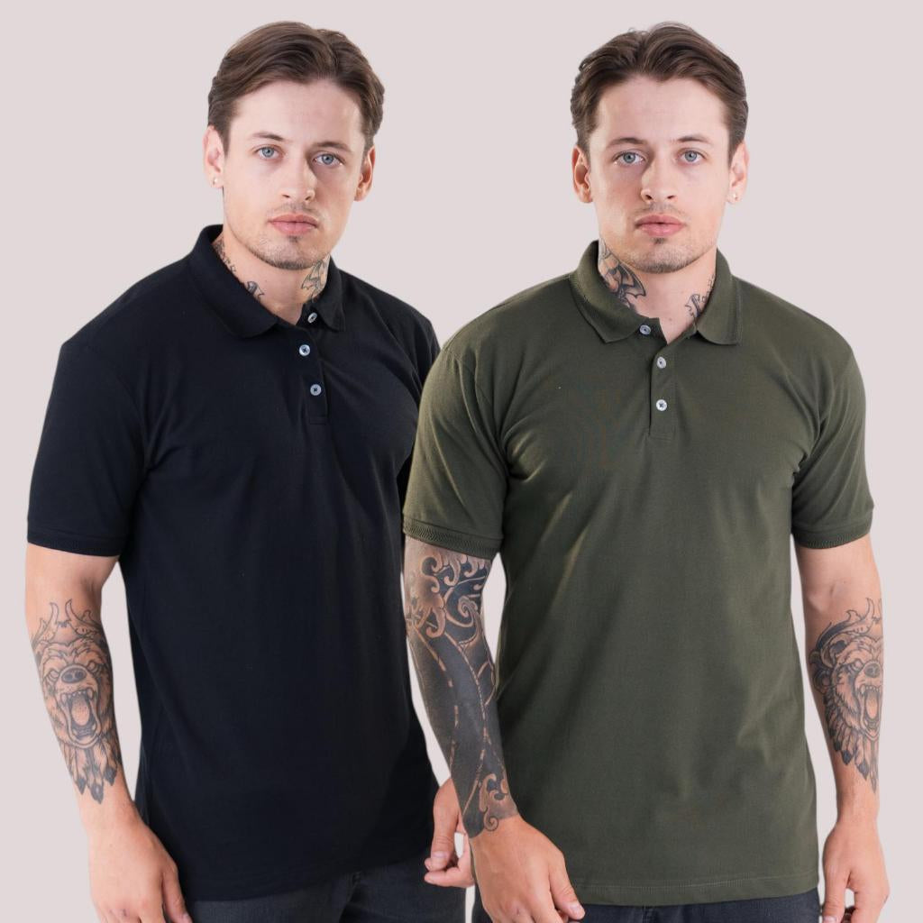 Kit 2 Camisa Gola Polo Piquet Masculina em Algodão