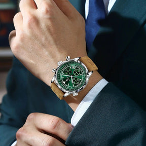 Relógio Masculino Elegante Militar de Couro em Aço Inoxidável à Prova d’Água – Quartzo Luxo