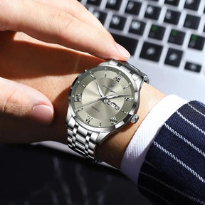 Relógio Masculino Elegante em Aço Inoxidável à Prova d’Água – Quartzo