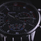 Conjunto de 4 Relógios Masculino Super Elegante em Aço Inoxidável e Couro Sintético